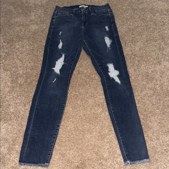 Good American Denim - Good American Good Legs Dark Blue Distressed Skinny Jeans - size 6/28 - B10